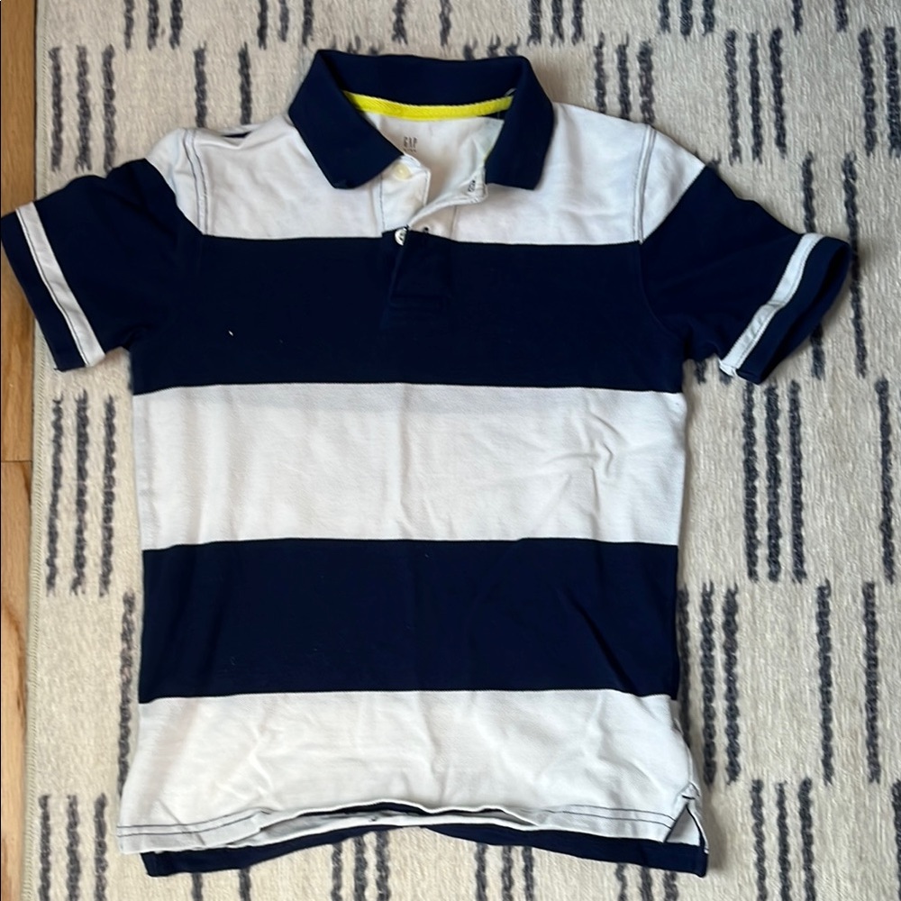 Striped Navy and White Gap Polo Shirt